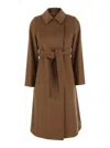 Max Mara Belted Wool Coat In Brown