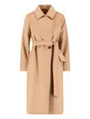 Max Mara Long Length Belted Waist Jacket In Brown
