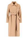 Max Mara Long Length Belted Waist Jacket In Brown