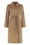 Max Mara Bcollage Double-breasted Coat In Brown