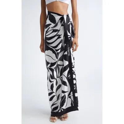 Max Mara Beach Foam Print Silk Sarong In Black