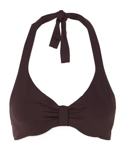 Max Mara Beachwear Adele Gathered Halterneck Bikini Top In Brown