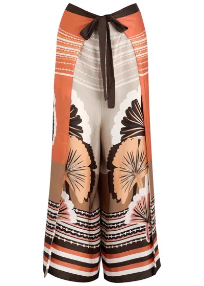 Max Mara Beachwear Blasone Printed Satin Trousers In Multicoloured 1