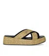 Max Mara 30mm Braies Raffia Wedge Sandals In Beige