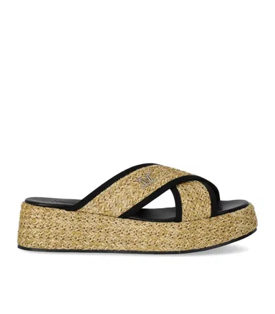 Max Mara 30mm Braies Raffia Wedge Sandals In Neutrals