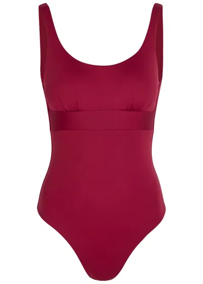 Max Mara Beachwear Camilla Scoop-neck Swimsuit In Burgundy