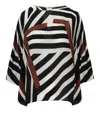 Max Mara Beachwear Camino Abstract-print Silk Blouse In Brown