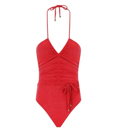 Max Mara Beachwear Cassandra Coral Swimsuit In Red