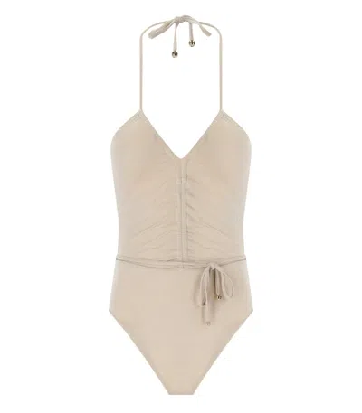 Max Mara Beachwear Cassandra Platin Swimsuit In Platinum