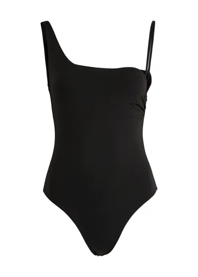 Max Mara Beachwear Clara Asymmetric Swimsuit In Black