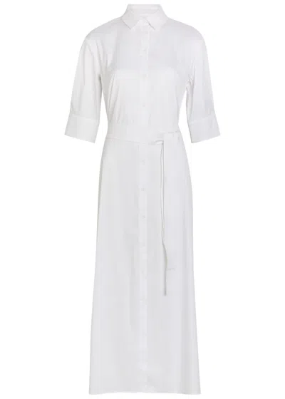 Max Mara Beachwear Cotton-blend Maxi Shirt Dress In White