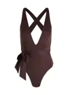 Max Mara Beachwear Cristel Plunge Halterneck Swimsuit In Brown