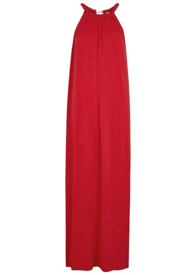 Max Mara Beachwear Pasta Red Stretch-jersey Maxi Dress