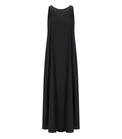 Max Mara Romea Cotton Blend Poplin Midi Dress In Black