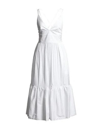 Max Mara Beachwear Woman Midi Dress White Size 10 Cotton, Polyamide, Elastane