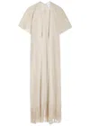 Max Mara Beachwear Zerella Metallic Fringed Robe In Ivory