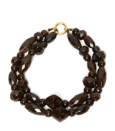 Max Mara Beaded Choker In Brown