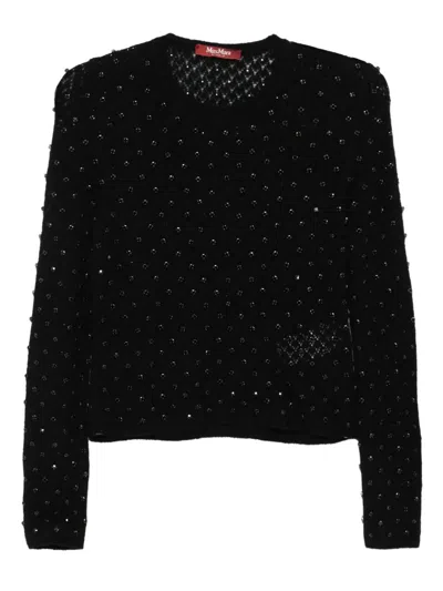 Max Mara Beaded Embellished Top In Black