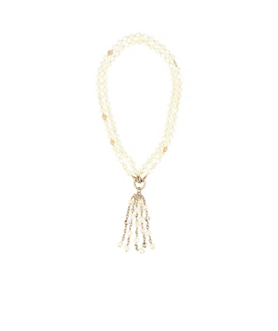 Max Mara Beaded Necklace In White