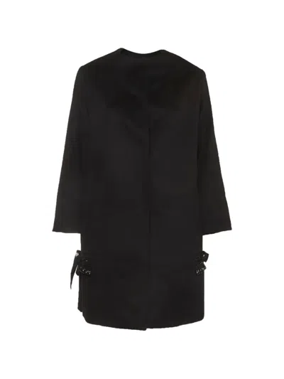 Pre-owned Max Mara Beaded-details Coat In Black