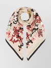 Max Mara Bear Motif Silk Foulard With Logoed Print