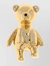 Max Mara Bear Shaped Pin Adorned By Crystals In Gold
