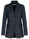 Max Mara Midnight Blue Jacket In Cotton Denim Effect In Blue