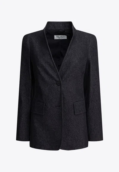 MAX MARA BEATRICE COLLARLESS DENIM-EFFECT BLAZER