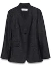 Max Mara Tailored Blazer With Structured Shoulders In Blue