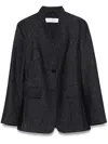Max Mara Tailored Blazer With Structured Shoulders In Denim