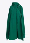 Max Mara Draped High Neckline Maxi Sleeveless Dress In Green