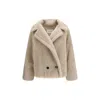 Max Mara Double-breasted Teddy Coat In Gray