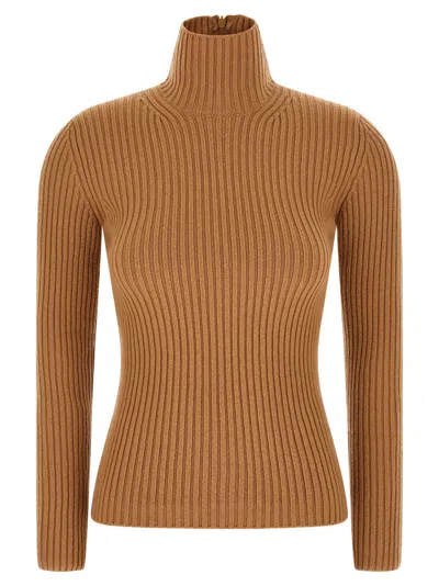 Max Mara Beige Aral1234 Turtleneck Sweater In Brown