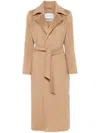 Max Mara Bingo Belted Long-sleeved Coat In Beige