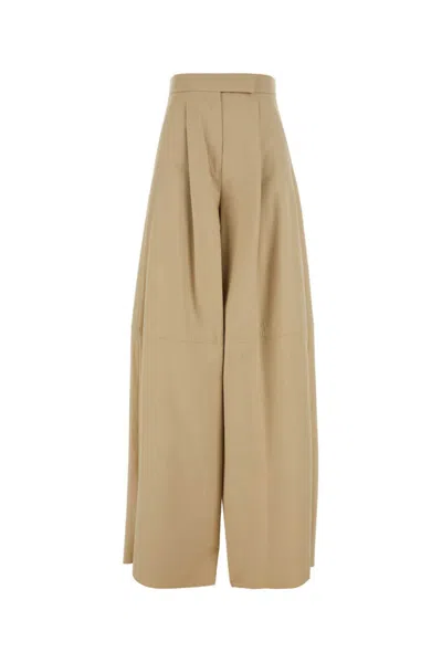 Max Mara Avoriaz Wide-leg Pant In Stretch Cotton In Beige O Tan