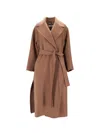 Max Mara Beige Belted Coat In Brown