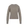 Max Mara Aramis Cable Knit Crew Neck Sweater In Gray