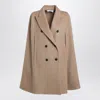 Max Mara Pordoi Double-breasted Wool Cape In Brown