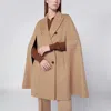 Max Mara Beige Camel Drap Cape In Sand