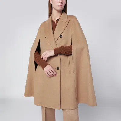 Max Mara Beige Camel Drap Cape In Sand