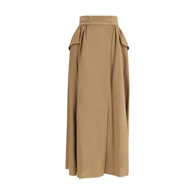 Max Mara Beige Camel Hair  Midi Women's Skirt In Brown