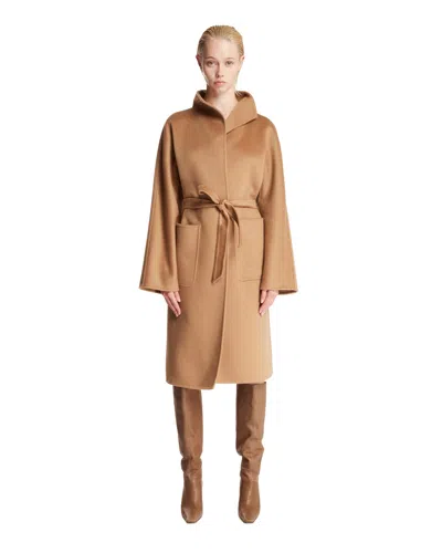Max Mara Beige Cardigan Coat In Brown