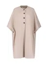 Max Mara Beige Cashmere Cape With Button Closure And Maxi Back Slit In Brown