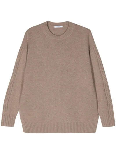 MAX MARA BEIGE CASHMERE CREWNECK JUMPER