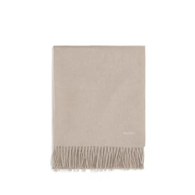 Max Mara Beige Cashmere Scarf In Metallic