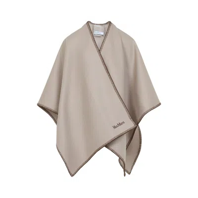 Max Mara Beige Colomba Wool Cape In Gray