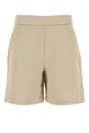 Max Mara High Waist Textured Fabric Shorts With Side Pockets In Beige