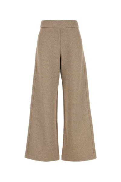 MAX MARA CAPPUCCINO COTTON BLEND MESSICO WIDE-LEG PANT
