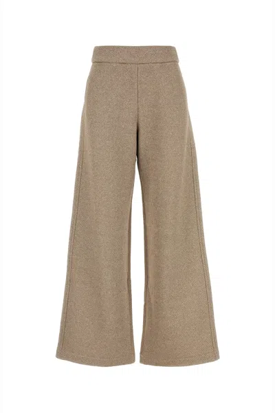 Max Mara Wide-leg Pant In Cotton Blend With Lurex In Beige