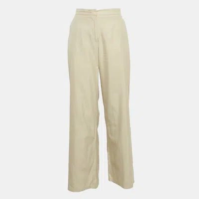 Pre-owned Max Mara Beige Cotton Blend Trousers M